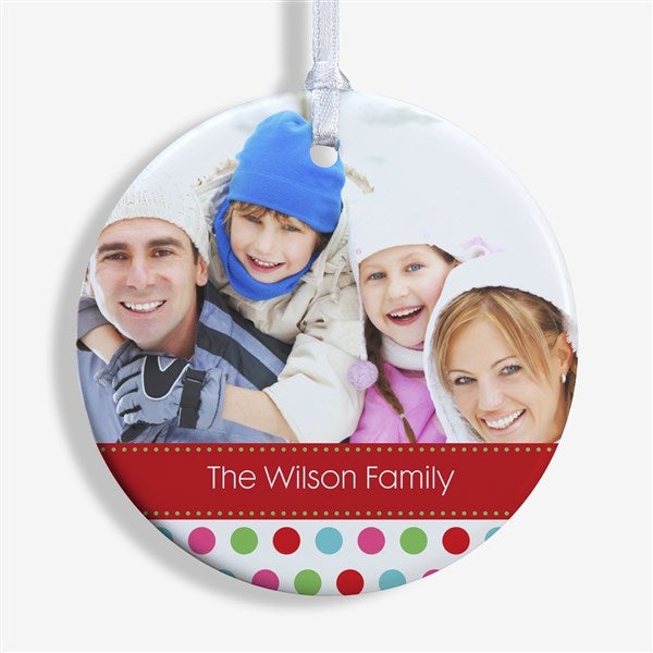 Personalized Photo Christmas Ornament - Baby - Polka Dot - Double Sided - 14641