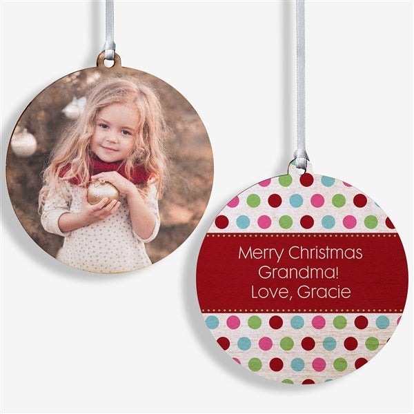 Personalized Photo Christmas Ornament - Baby - Polka Dot - Double Sided - 14641