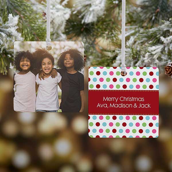 Personalized Photo Christmas Ornament - Baby - Polka Dot - Double Sided - 14641