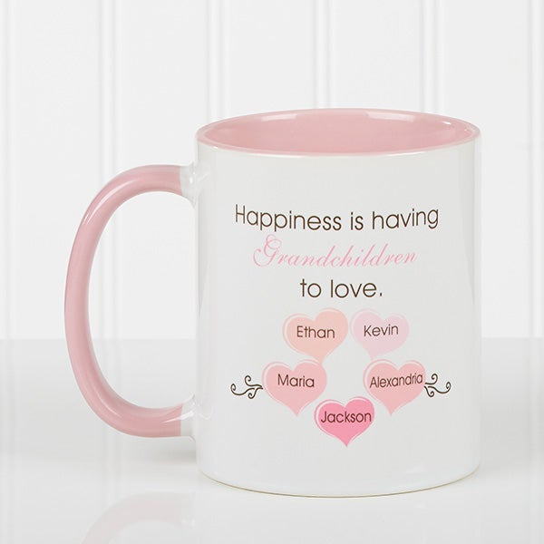 Personalized Coffee Mug - Mothers Day - Happiness is having grandchildren - 14646