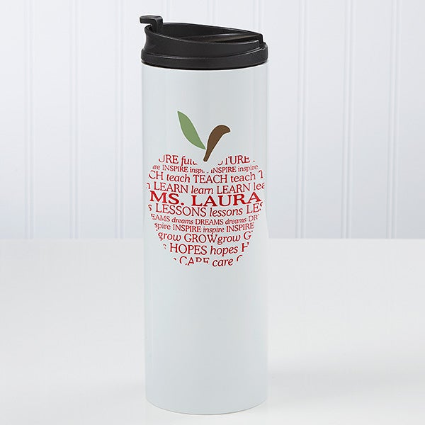 Personalized Teacher Travel Tumbler - Apple Scroll - 14701