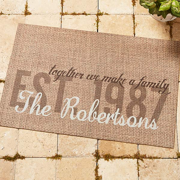Personalized Burlap Family Doormat Together We Make A Family