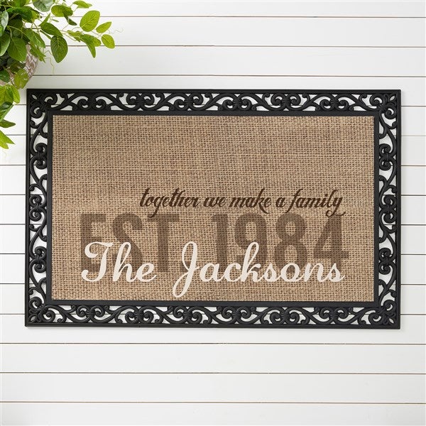 Personalized Burlap Family Doormat - Together We Make A Family - 14705