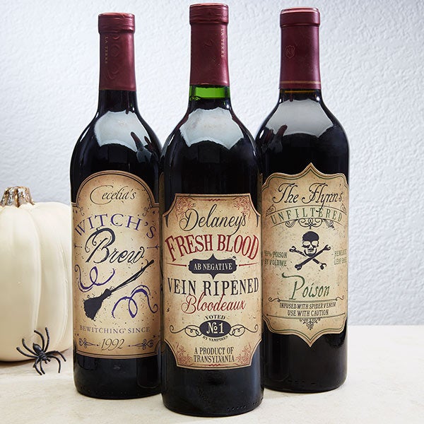 Personalized Wine Bottle Labels - Vintage Halloween - 14753