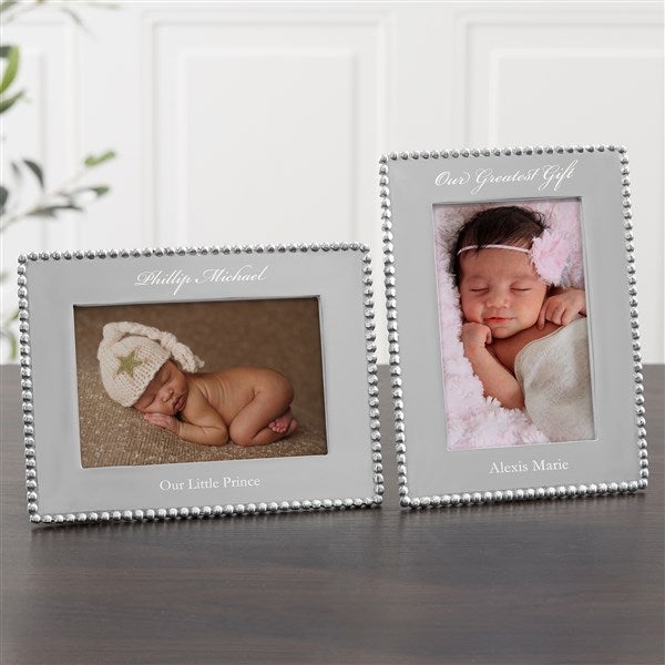 Mariposa String of Pearls Personalized Baby Photo Frame