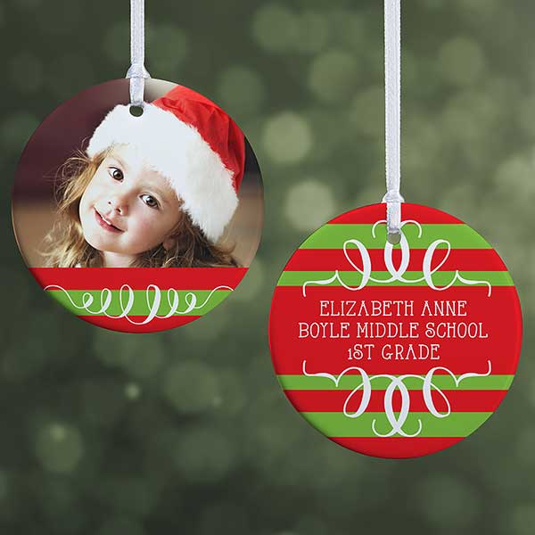 Personalized Photo Christmas Ornament - Classic Christmas - Double Sided - 14807