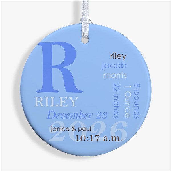 Personalized Baby Photo Christmas Ornaments - Baby Birth - Double Sided - 14842