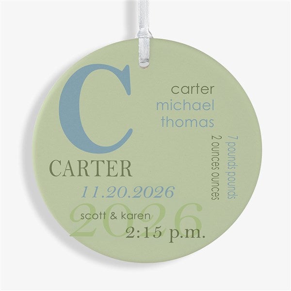 Personalized Baby Photo Christmas Ornaments - Baby Birth - Double Sided - 14842
