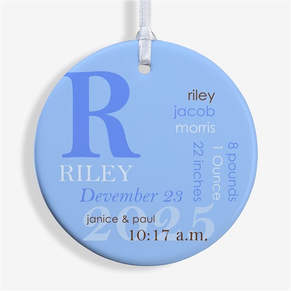 Personalized Baby Photo Christmas Ornaments - Baby Birth - Double Sided - 14842