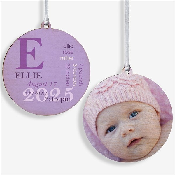 Personalized Baby Photo Christmas Ornaments - Baby Birth - Double Sided - 14842