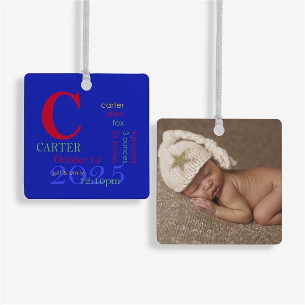 Personalized Baby Photo Christmas Ornaments - Baby Birth - Double Sided - 14842