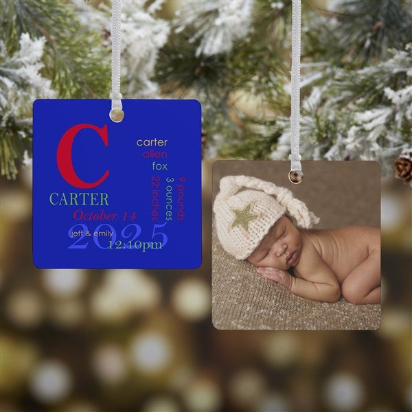Personalized Baby Photo Christmas Ornaments - Baby Birth - Double Sided - 14842