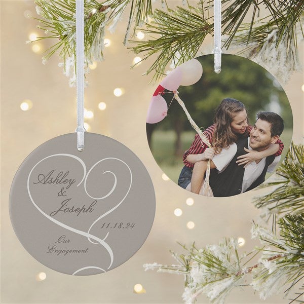 Personalized Engagement Photo Christmas Ornaments - Double Sided - 14843