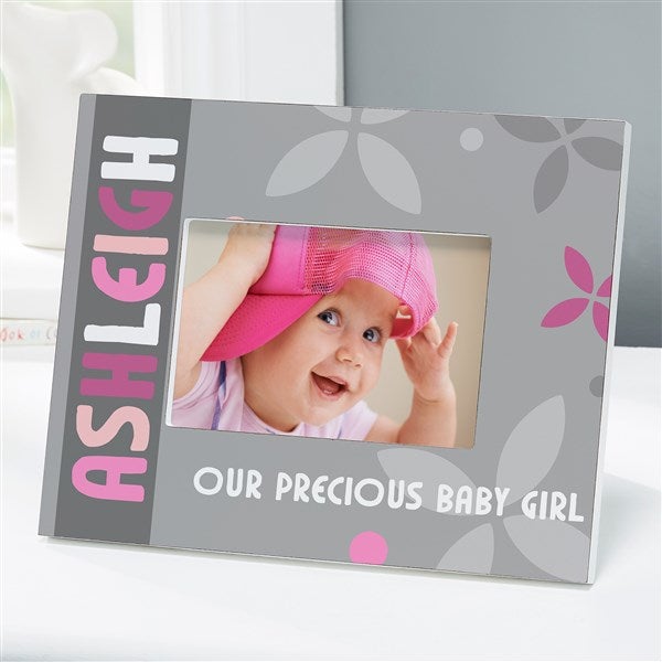 Trendy Baby Girl Personalized Picture Frame 4x6 Tabletop