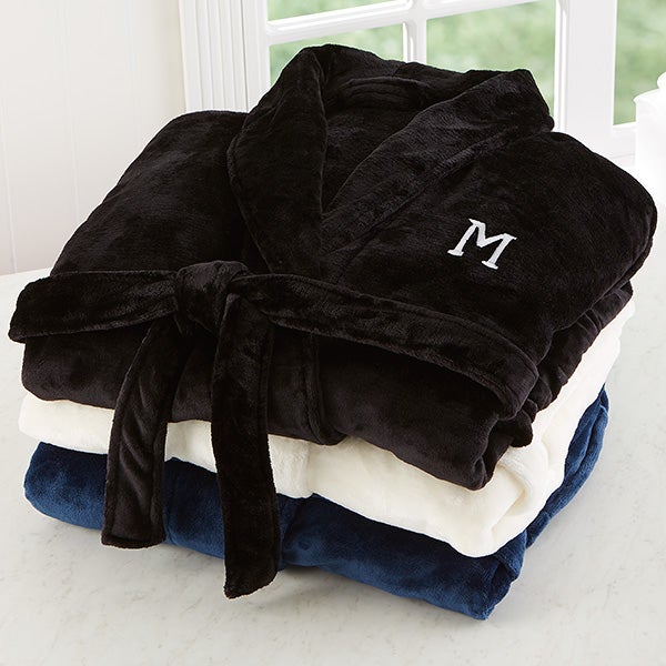 Embroidered Men's Luxury Fleece Robe Just For Him Monogram Romantic Gifts
