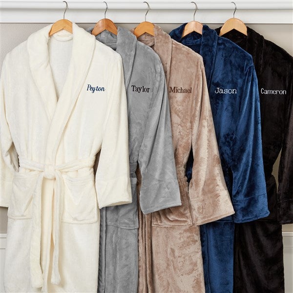 White Personalised Luxury Soft & Lightweight Fleece Bath Robe 