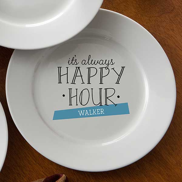 Personalized Cocktail Plate Set - Happy Hour - 14921