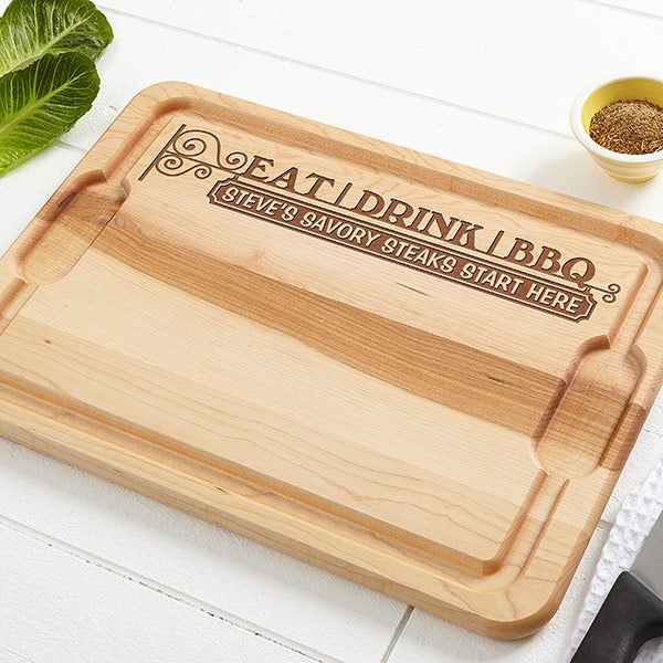 Personalized Maple Cutting Board - Eat Drink & BBQ - 14954