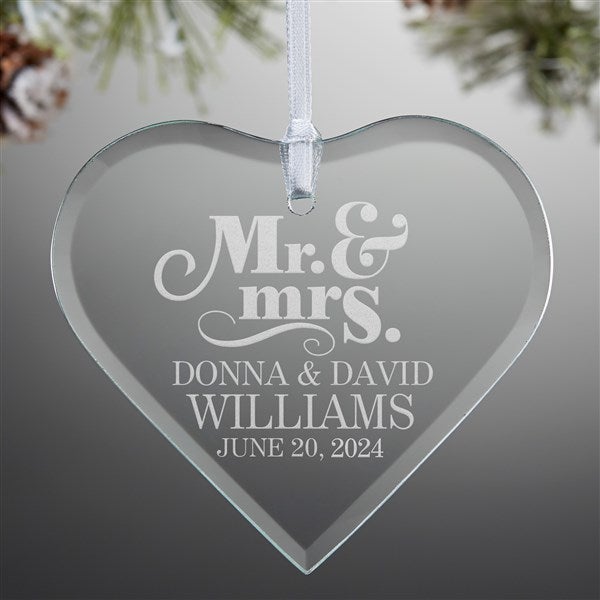 Personalized Wedding Glass Ornament - The Happy Couple - 14981