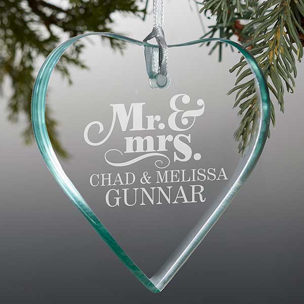 Personalized Wedding Glass Ornament - The Happy Couple - 14981