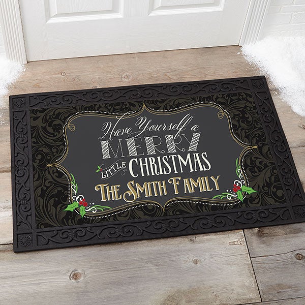 Personalized Holiday Doormat Merry Little Christmas