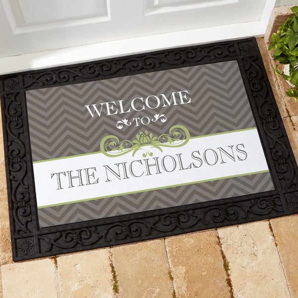 Personalized Chevron Doormat With Rubber Back Classic Chevron For