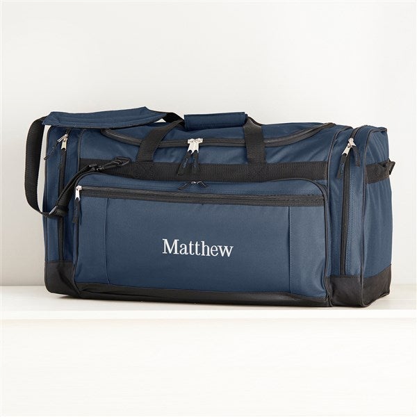 Luxurious Weekender Embroidered Grey Canvas Duffel Bag