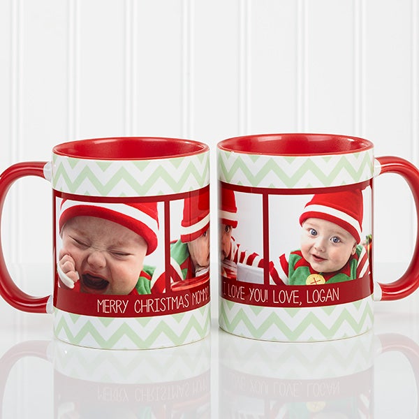 Personalized Photo Christmas Mug - Chevron - 15041