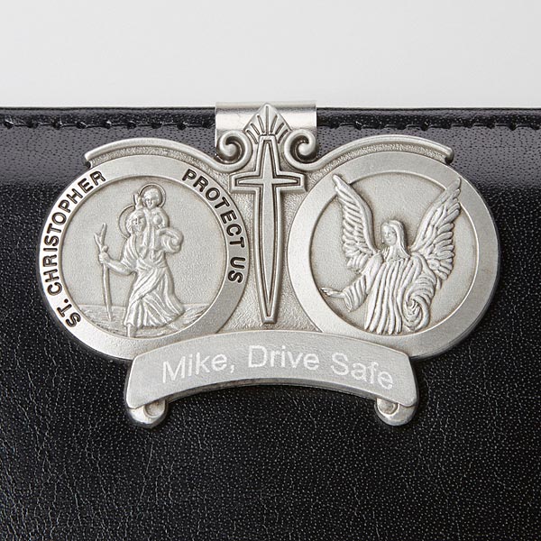 Engraved St. Christopher Visor Clip - 15066