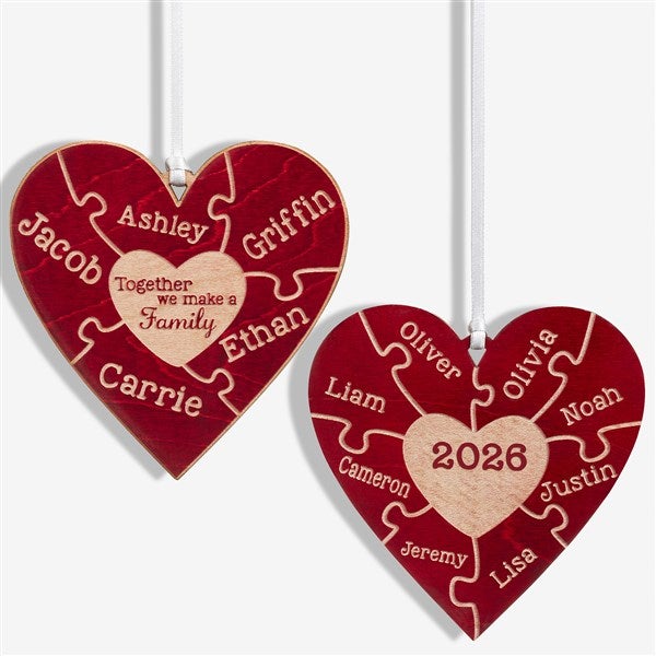 Personalized Puzzle Wood Christmas Ornament - Together We Make A Family - 15089