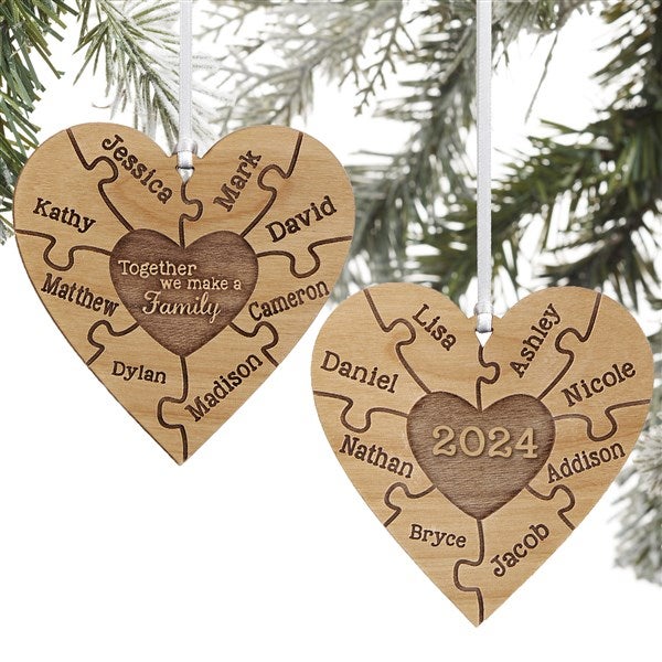 Personalized Puzzle Wood Christmas Ornament - Together We Make A Family - 15089