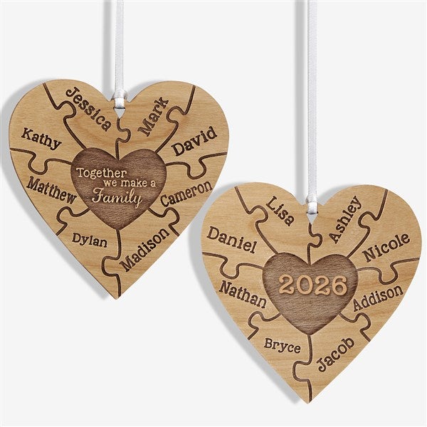 Personalized Puzzle Wood Christmas Ornament - Together We Make A Family - 15089