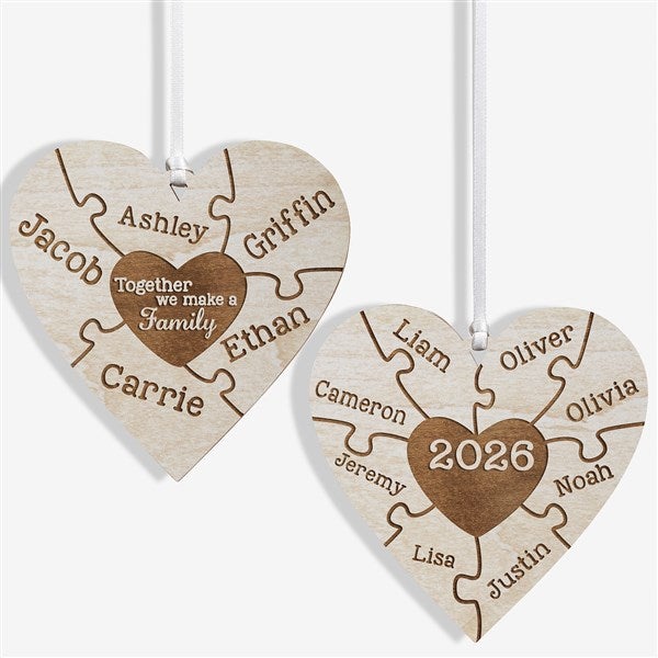 Personalized Puzzle Wood Christmas Ornament - Together We Make A Family - 15089