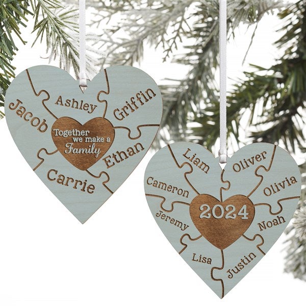 Personalized Puzzle Wood Christmas Ornament - Together We Make A Family - 15089