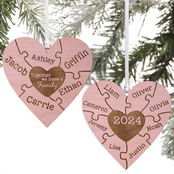 Personalized Puzzle Wood Christmas Ornament - Together We Make A Family - 15089