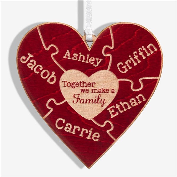 Personalized Puzzle Wood Christmas Ornament - Together We Make A Family - 15089