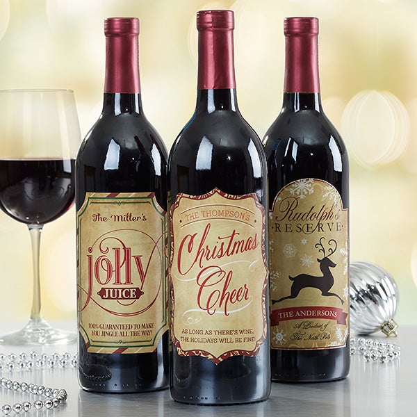 Personalized Merry Christmas Wine Bottle Labels - 15118