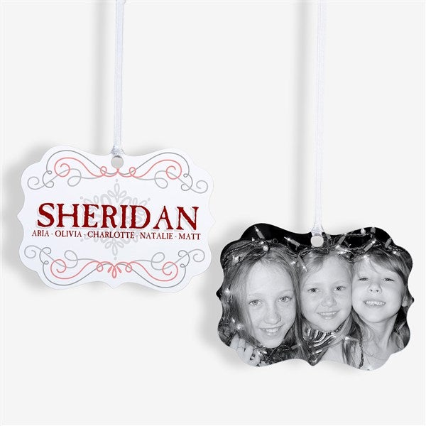 Personalized 2-Sided Photo Ornament - Family Swirl - 15145