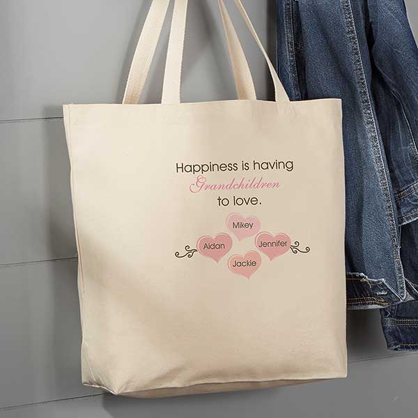 What Is Happiness? Personalized Large Canvas Tote Bag