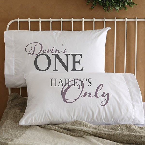 Custom Name Printed Pillowcases Personalized His Her Side Printed Pillow Cases Set of 2 Wedding Anniversary Bridal Shower Gift Idea Bedhog
