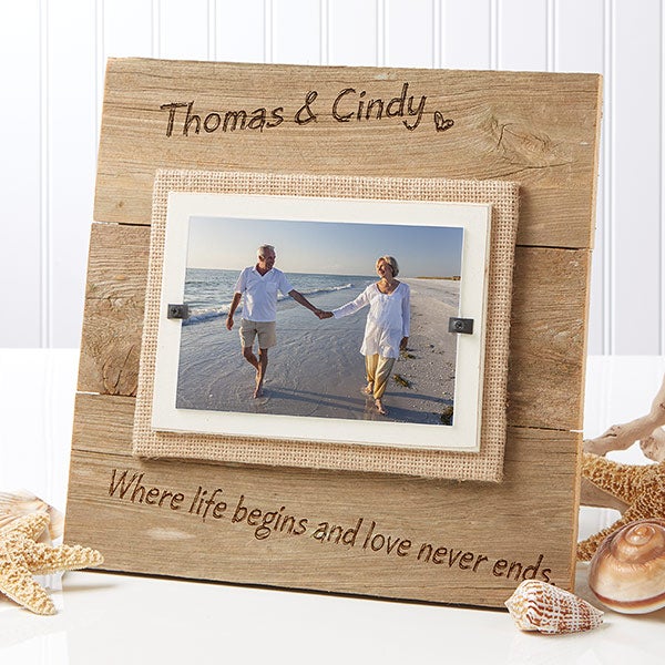 Personalized Reclaimed Beachwood Picture Frame Love Never Ends
