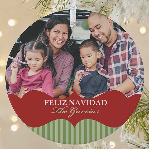 Personalized 2-Sided Photo Christmas Ornament - Classic Holiday - 15248