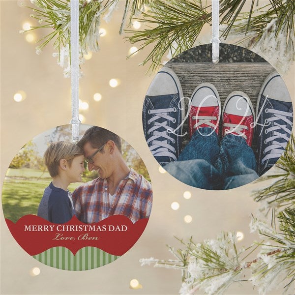 Personalized 2-Sided Photo Christmas Ornament - Classic Holiday - 15248