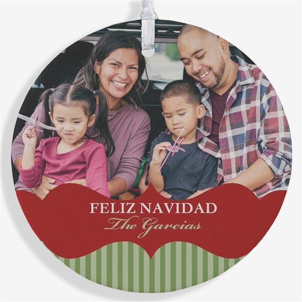 Personalized 2-Sided Photo Christmas Ornament - Classic Holiday - 15248