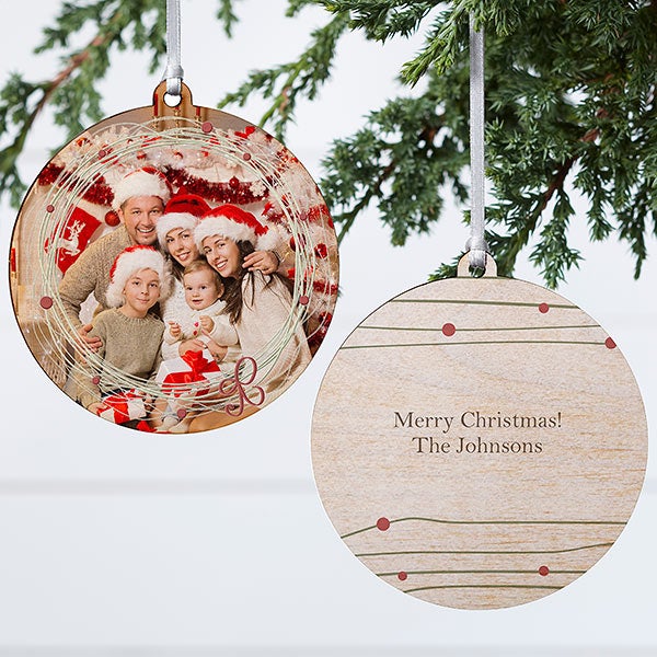 Personalized Photo Christmas Ornament - Holiday Wreath - 15252