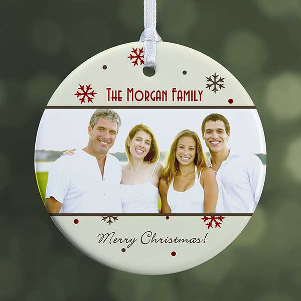 Personalized 2-Sided Photo Christmas Ornament - Snowflake - 15253