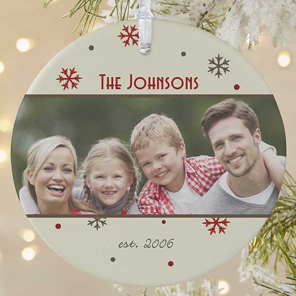 Personalized 2-Sided Photo Christmas Ornament - Snowflake - 15253