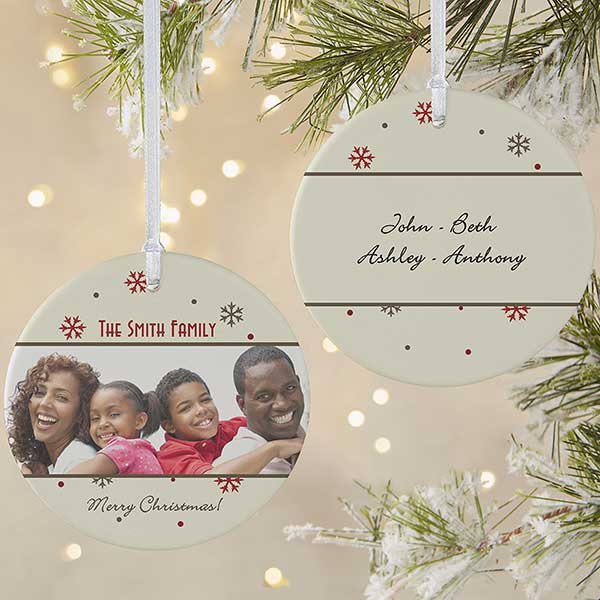 Personalized 2-Sided Photo Christmas Ornament - Snowflake - 15253
