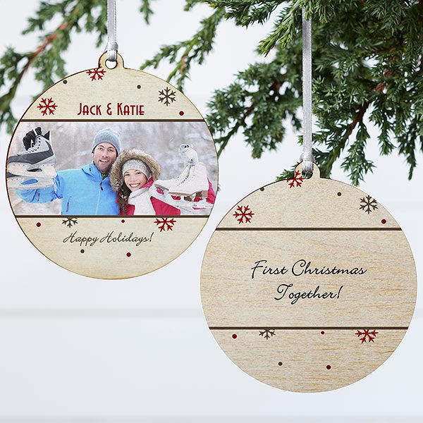 Personalized 2-Sided Photo Christmas Ornament - Snowflake - 15253
