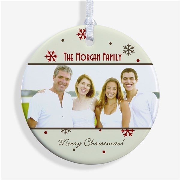 Personalized 2-Sided Photo Christmas Ornament - Snowflake - 15253